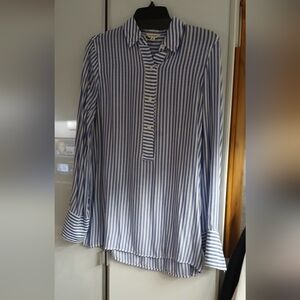 Blue and White Striped Button-Up Shirt